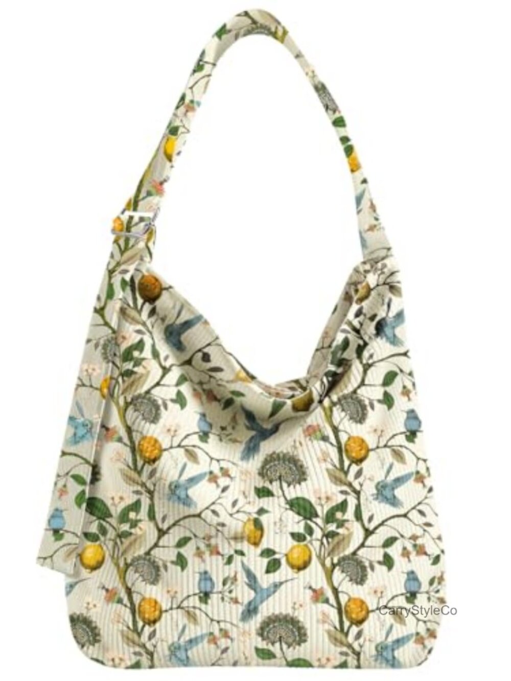 Corduroy Hobo Bag Large Zipper Tote Adjustable Strap